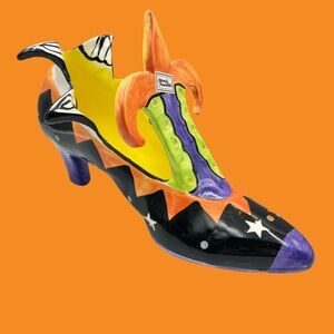 Vintage WCL Pottery Hand Painted Halloween Ceramic Glazed Witches Shoe Planter